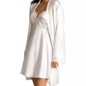 Linea Donatello Sonya Satin Chemise Nightgown (Size M) & Robe - (Size S/M) NWT